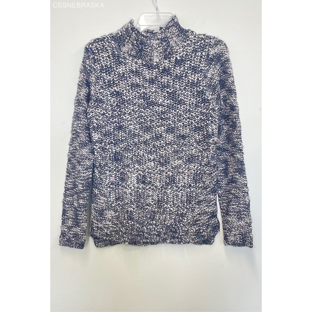 Forever 21 White Blue Women's Chunky Mock Neck Sweater - Size Large